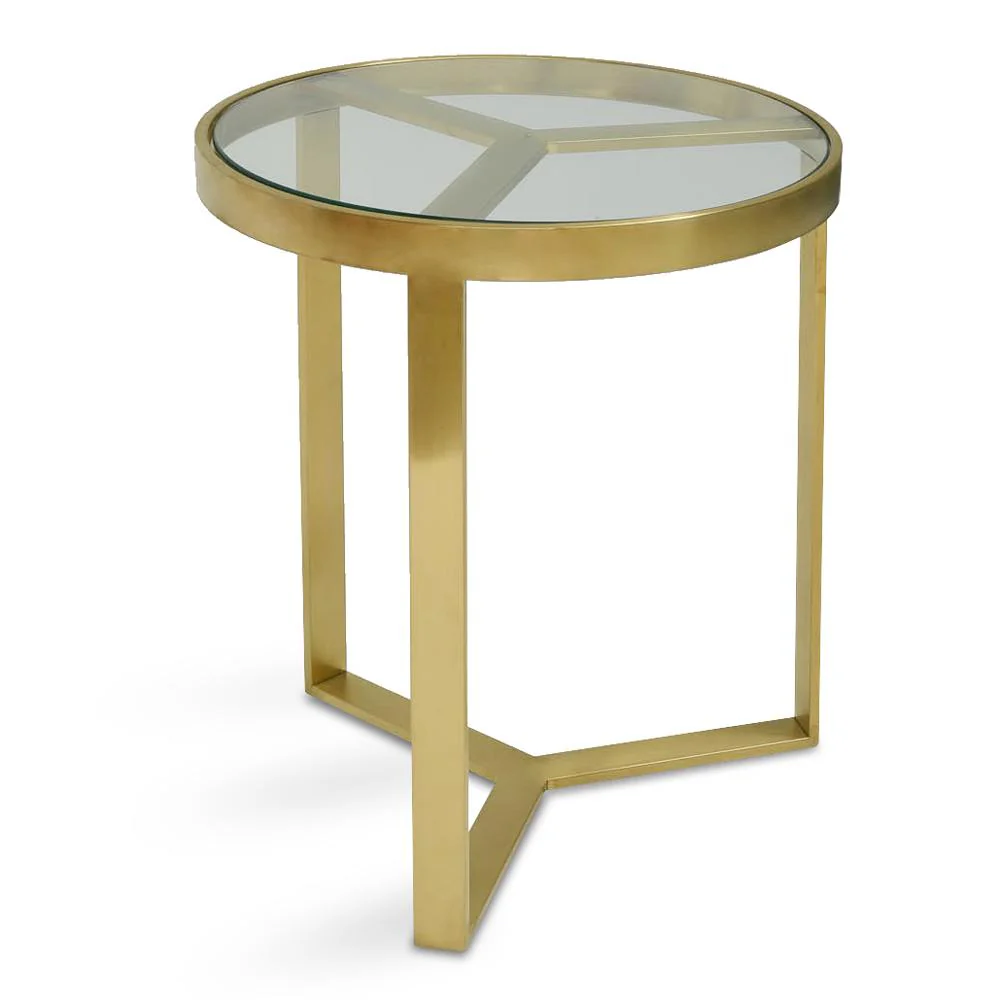 Marcelo 50cm Round Side Table - Brushed Gold Base - Image 3