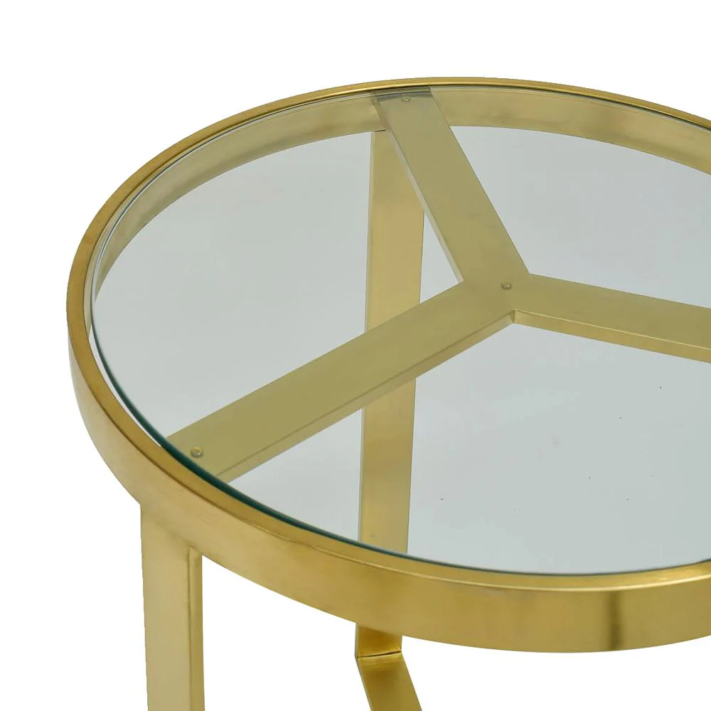 Marcelo 50cm Round Side Table - Brushed Gold Base - Image 4