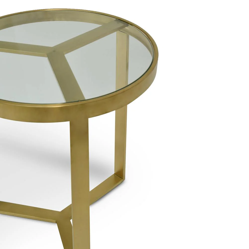 Marcelo 50cm Round Side Table - Brushed Gold Base - Image 5