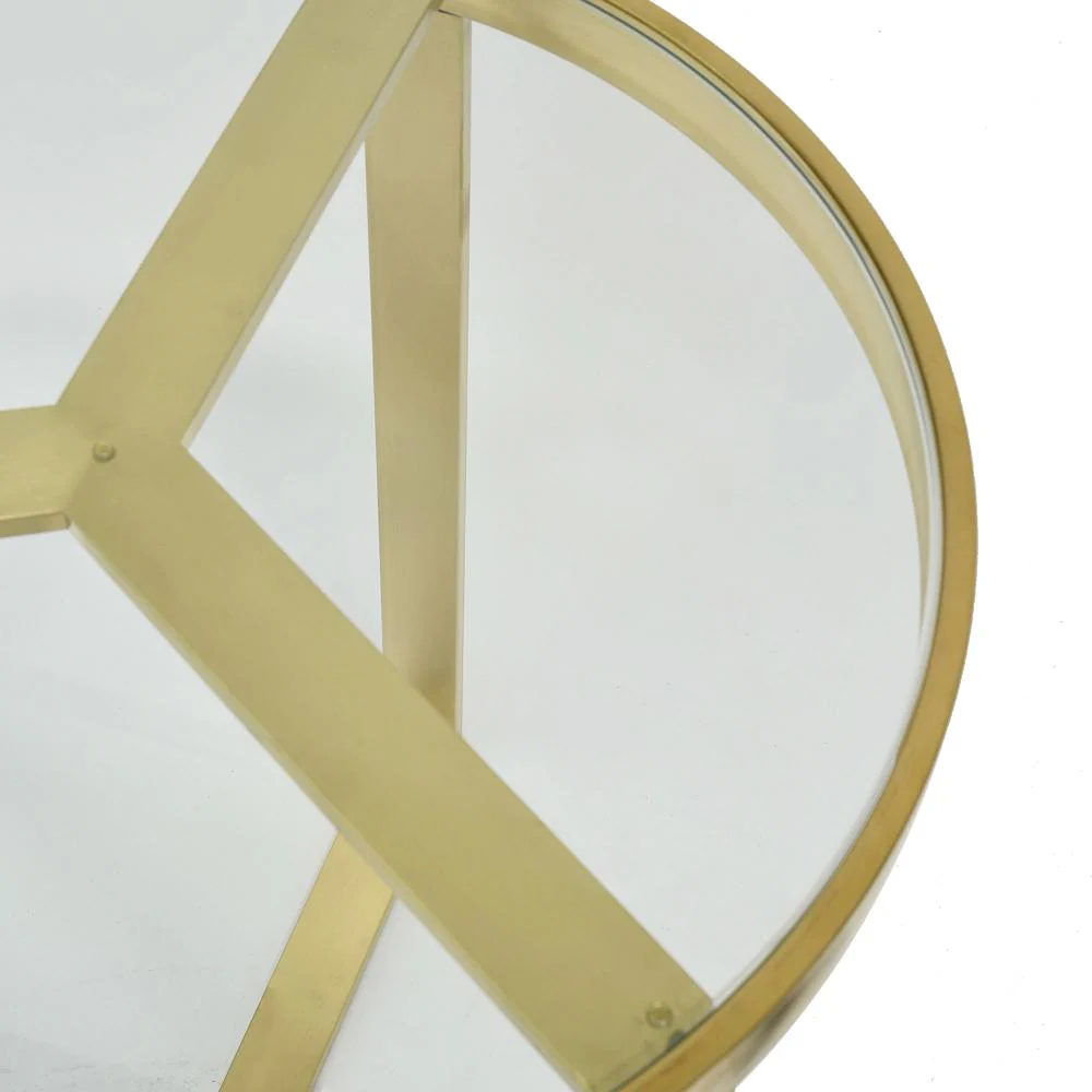 Marcelo 50cm Round Side Table - Brushed Gold Base - Image 6