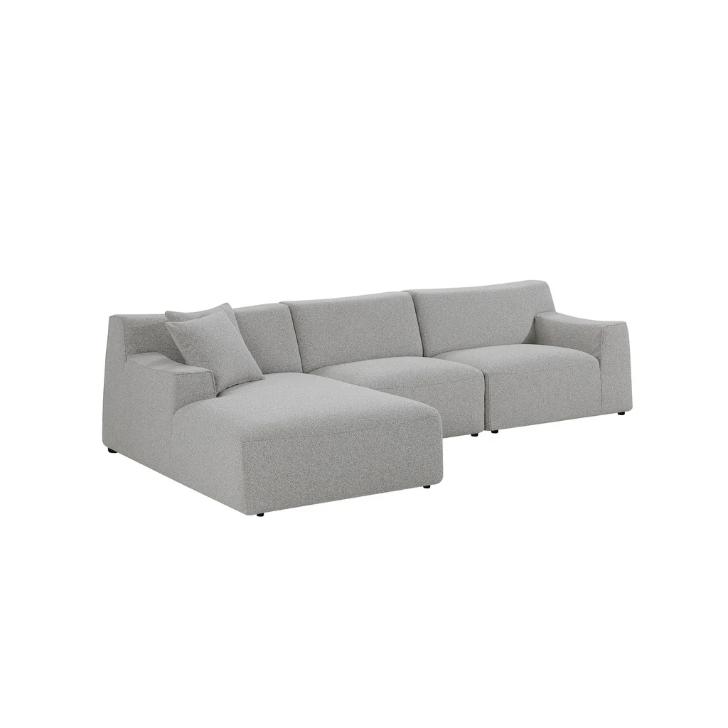 Marlin 3 Seater Left Chaise Fabric Sofa - Clay Grey - Image 4