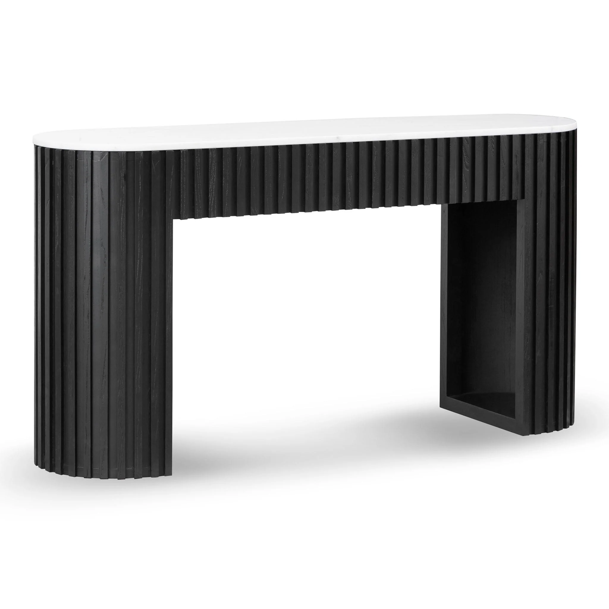 Mcmahon 1.5m White Marble Console Table - Black - Image 3