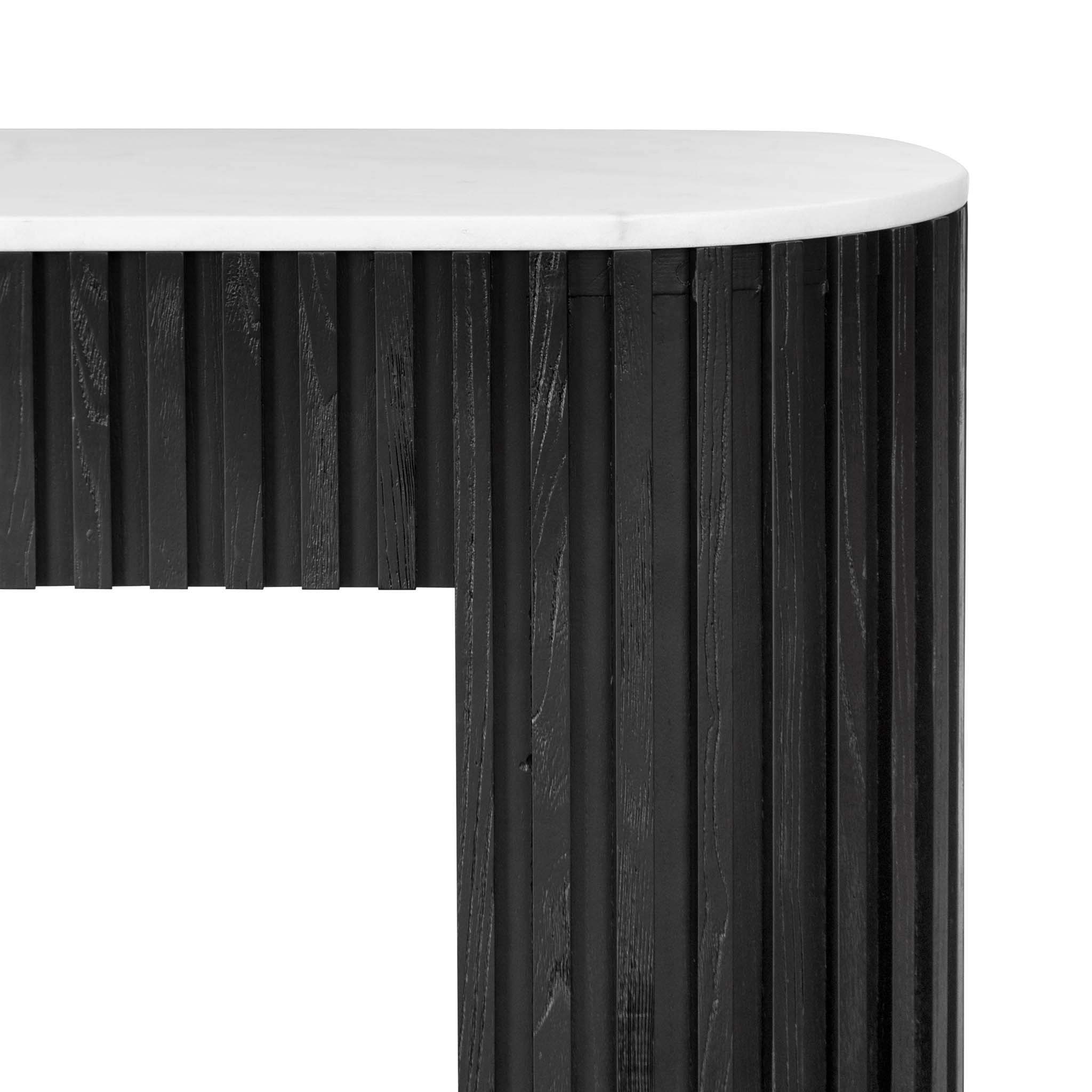 Mcmahon 1.5m White Marble Console Table - Black - Image 5