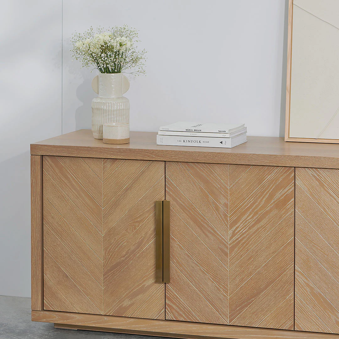 Miriam 2m Buffet Unit - Dusty Oak with Gold Handle - Image 3