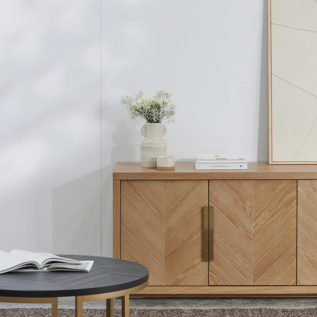 Miriam 2m Buffet Unit - Dusty Oak with Gold Handle - Image 4