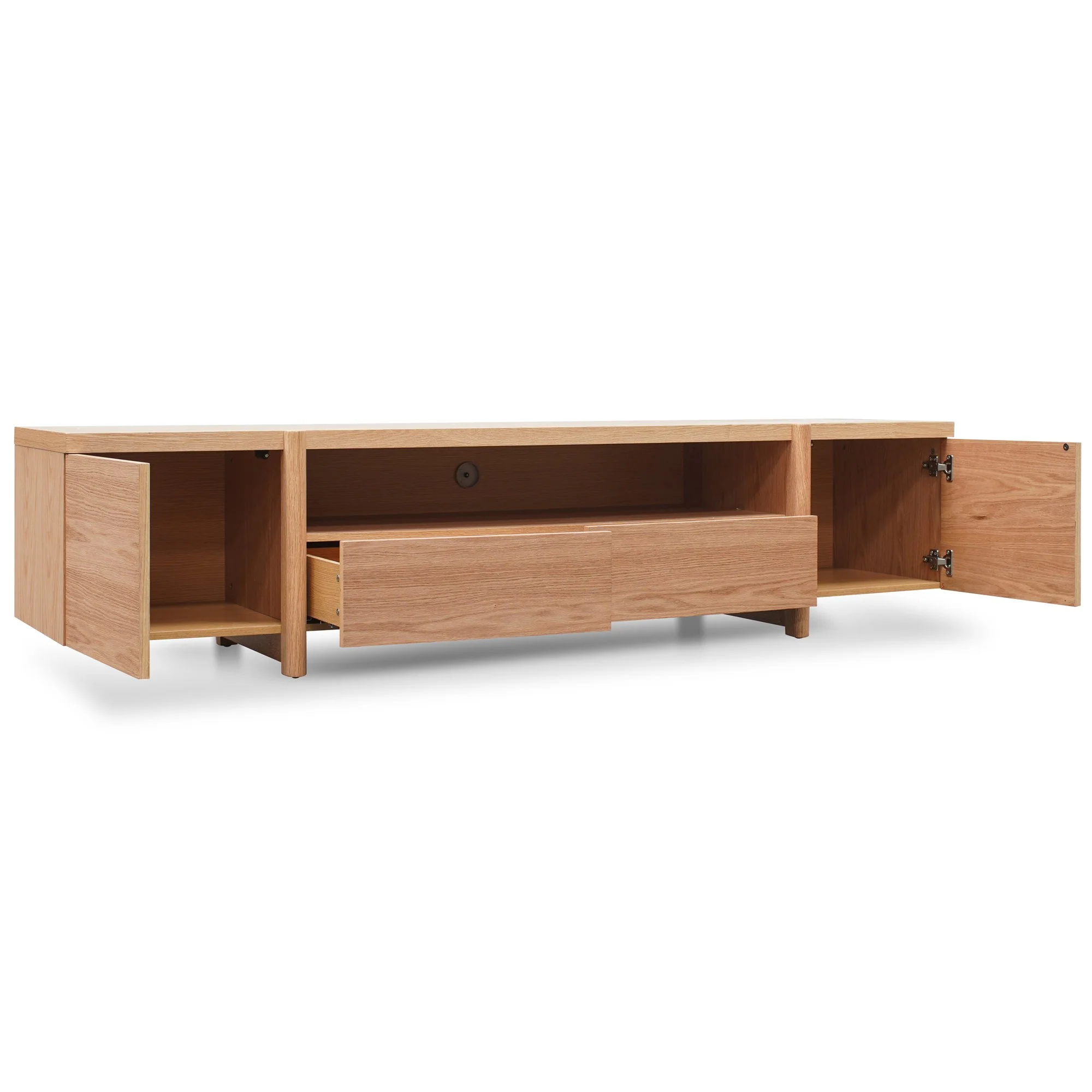 New York Lowline 2.1m Wooden TV Entertainment Unit - Full Natural - Image 4