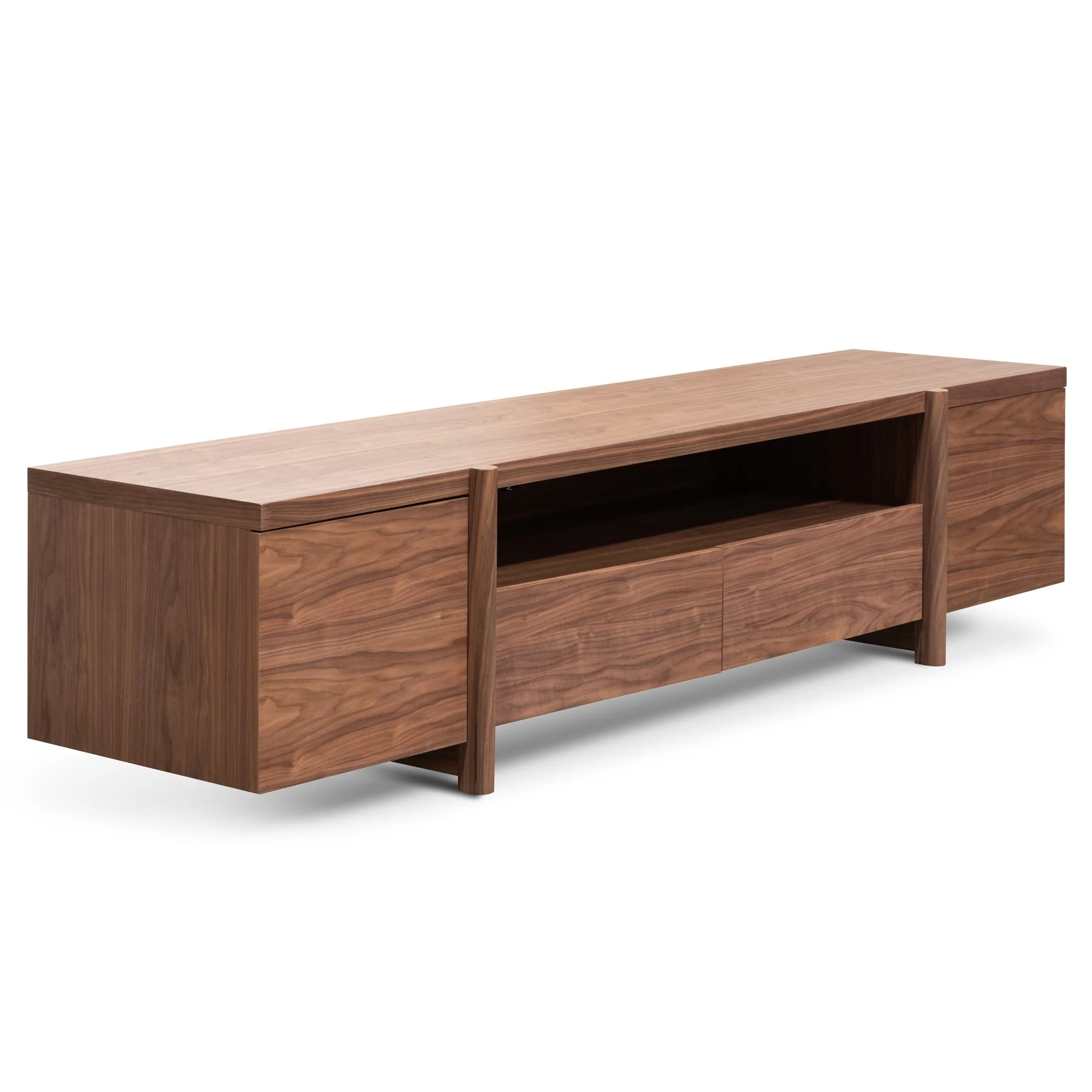 New York Lowline 2.1m Wooden TV Entertainment Unit - Walnut - Image 3