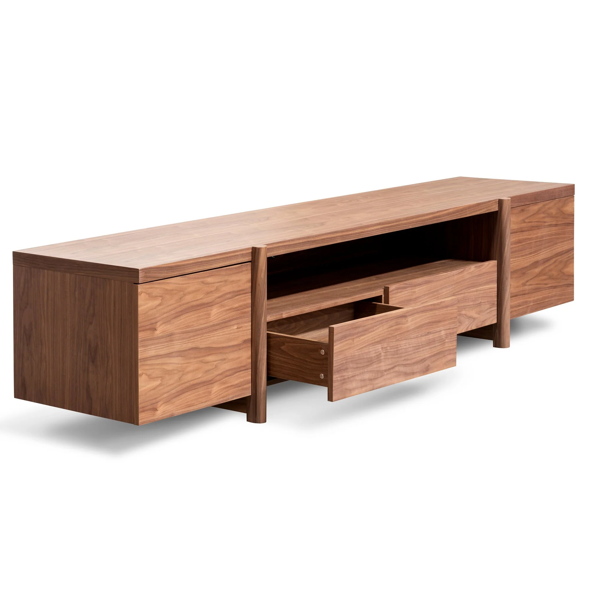 New York Lowline 2.1m Wooden TV Entertainment Unit - Walnut - Image 5