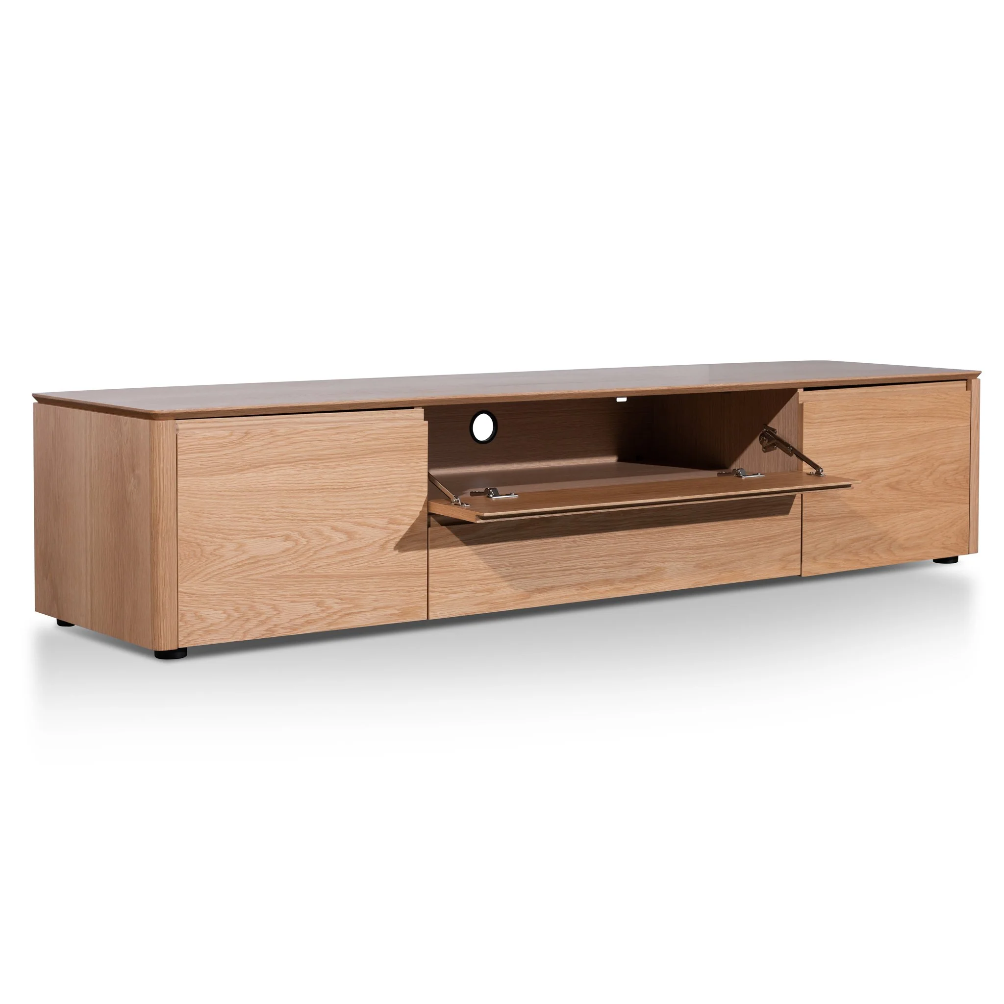 Norris 2m Entertainment TV Unit with Middle Drawer - Natural Oak - Image 3