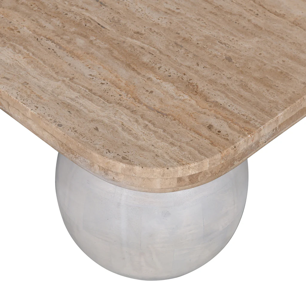 Omran 90cm Travertine Top Coffee Table - White - Image 7