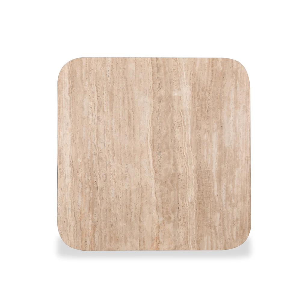 Omran 90cm Travertine Top Coffee Table - White - Image 9