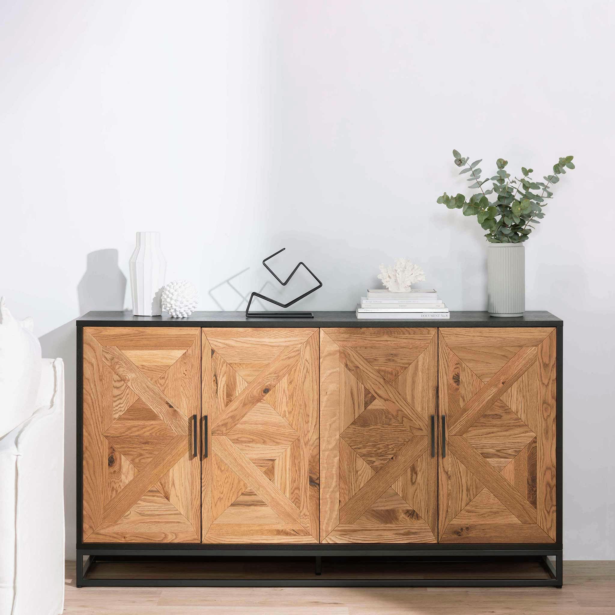 Percy 160cm Wide Sideboard - European Knotty Oak and Peppercorn - Image 3