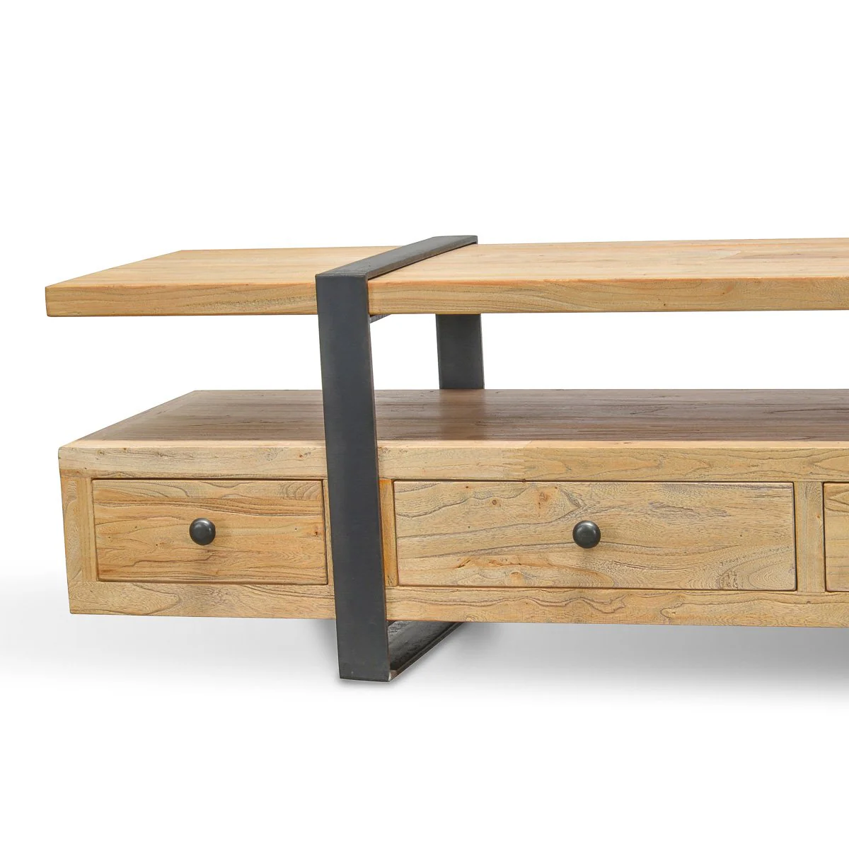 Phoenix Reclaimed Lowline 2.2m Wooden TV Entertainment Unit - Image 4