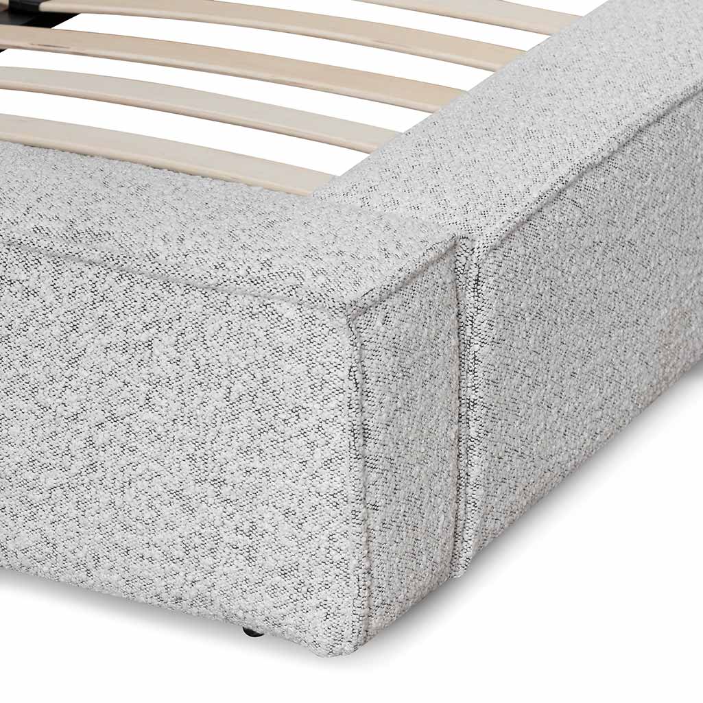 Castillo Queen Bed Frame - Cloudy Pepper Boucle - Image 11