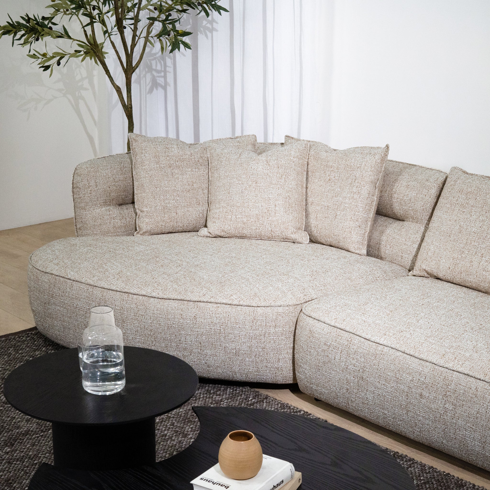 Rowe Left Chaise Sofa - Pale Beige - Image 3