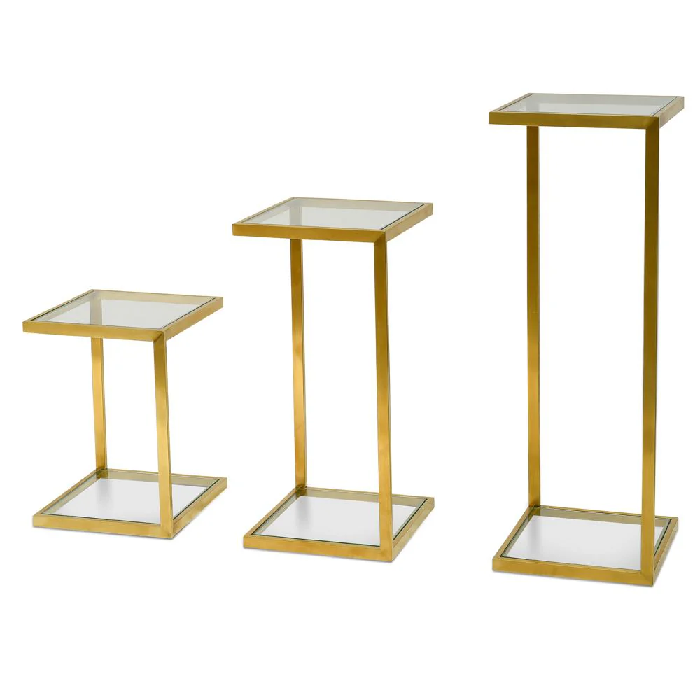 Set of 3 Luke Glass Side Table - Gold Base - Last One - Image 3