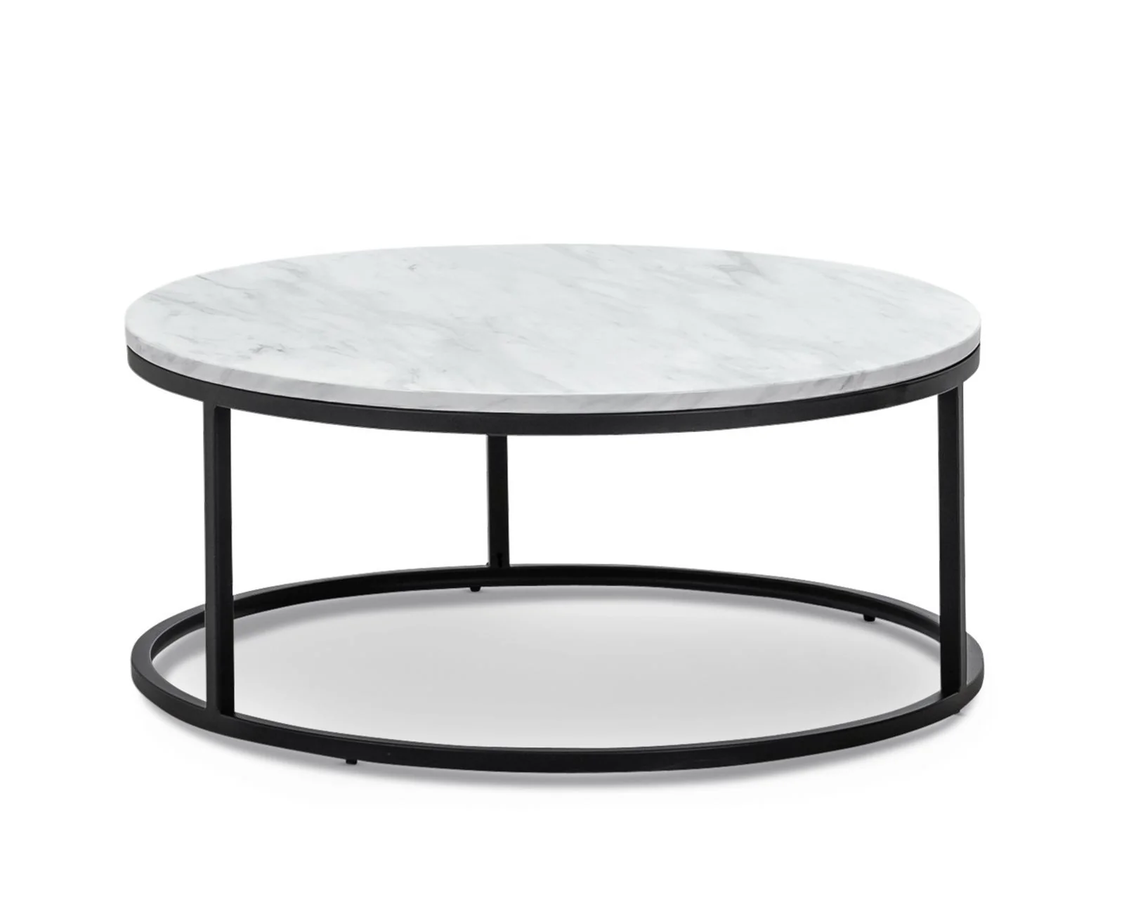 Tundra Round Nest White Marble Coffee Table - Black - Image 10