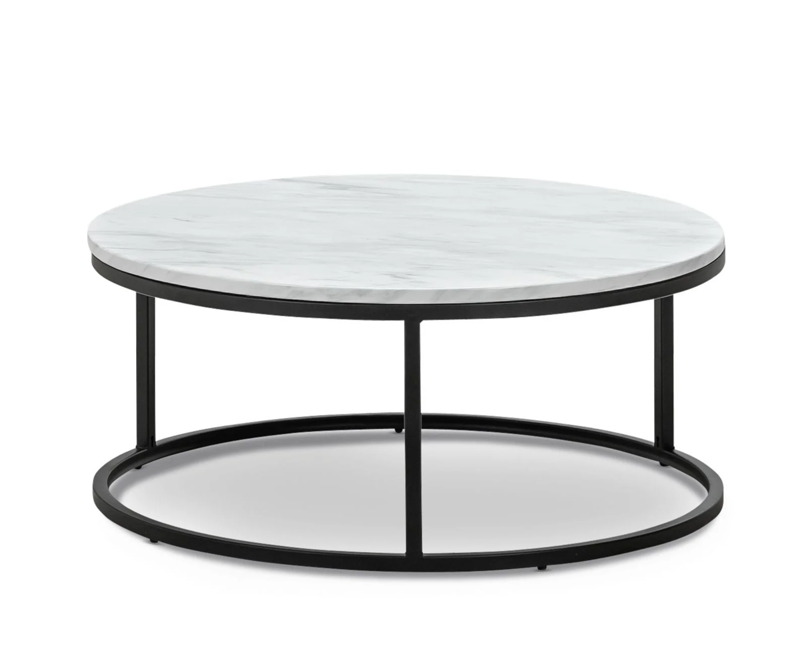 Tundra Round Nest White Marble Coffee Table - Black - Image 12