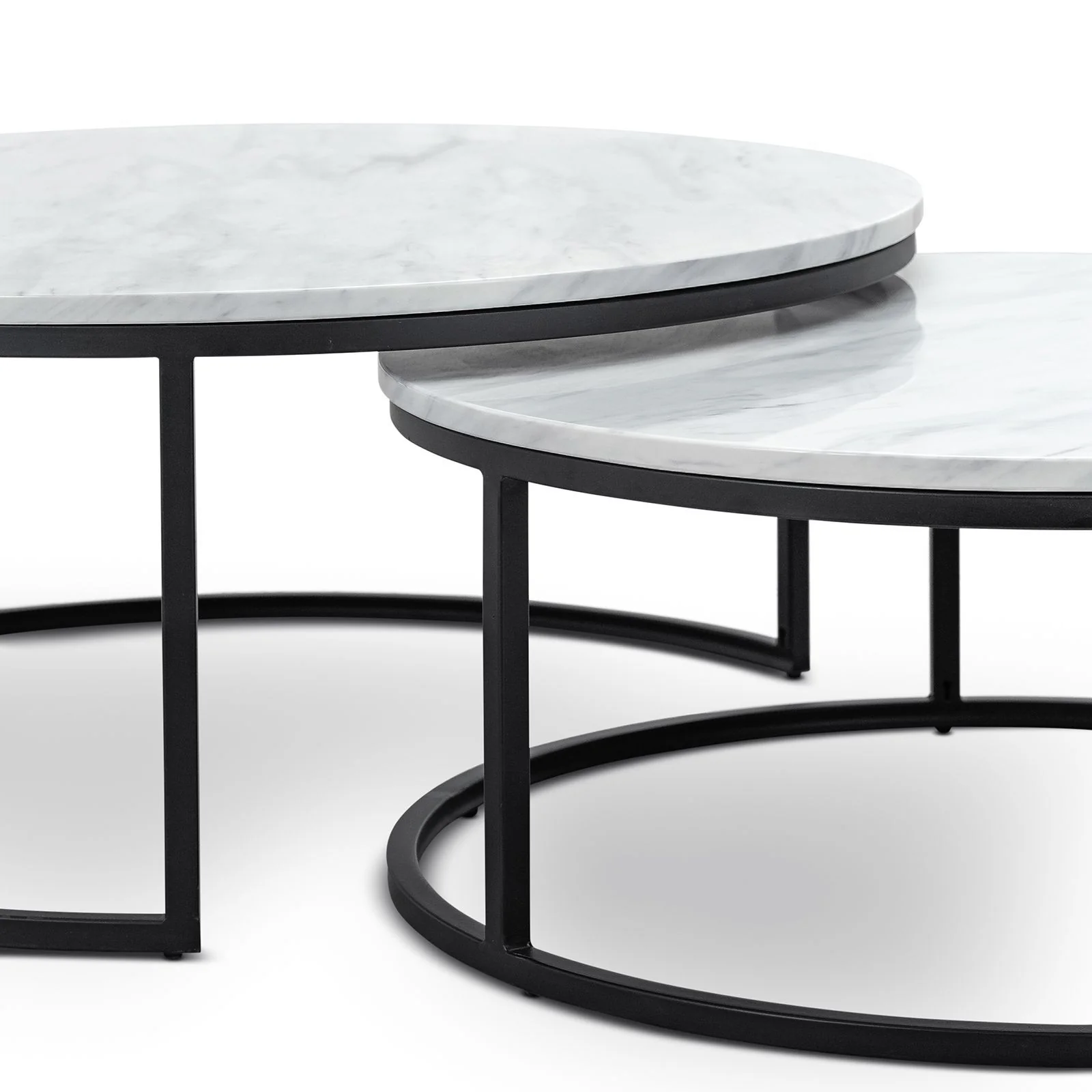 Tundra Round Nest White Marble Coffee Table - Black - Image 15