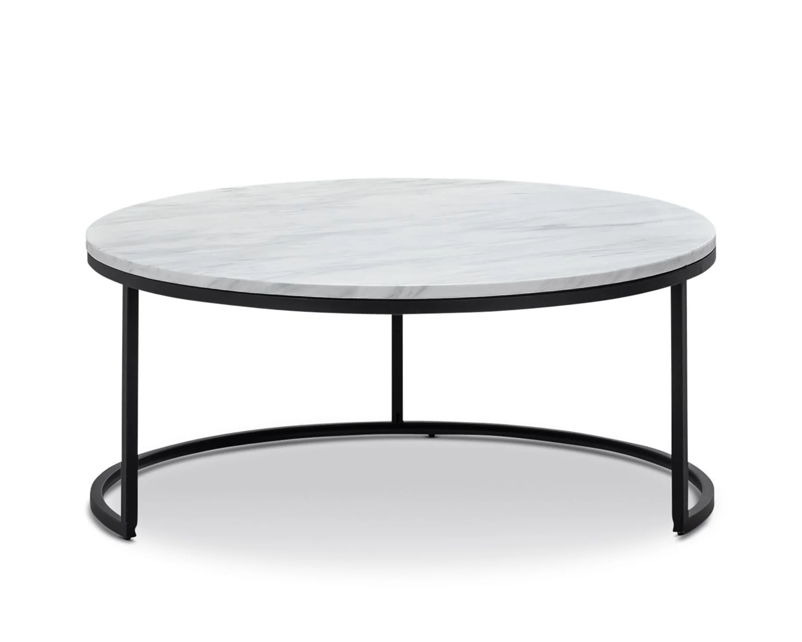 Tundra Round Nest White Marble Coffee Table - Black - Image 7