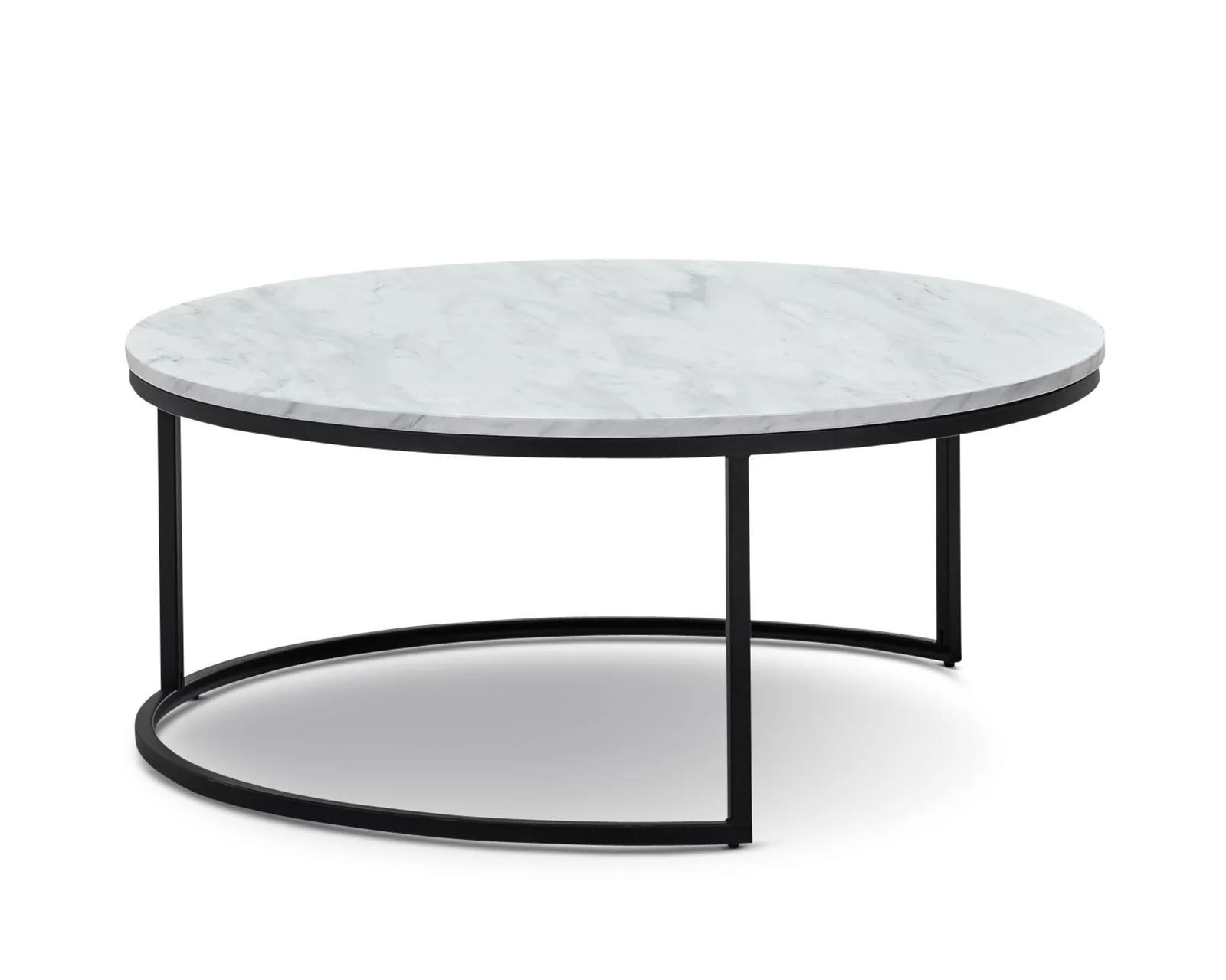 Tundra Round Nest White Marble Coffee Table - Black - Image 8