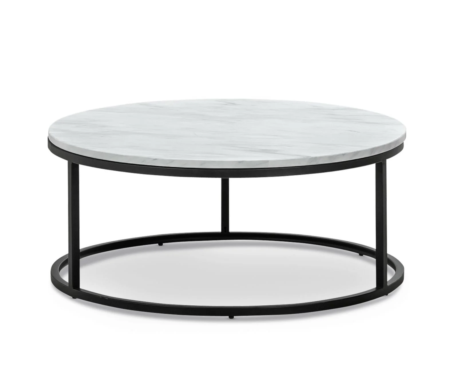 Tundra Round Nest White Marble Coffee Table - Black - Image 9