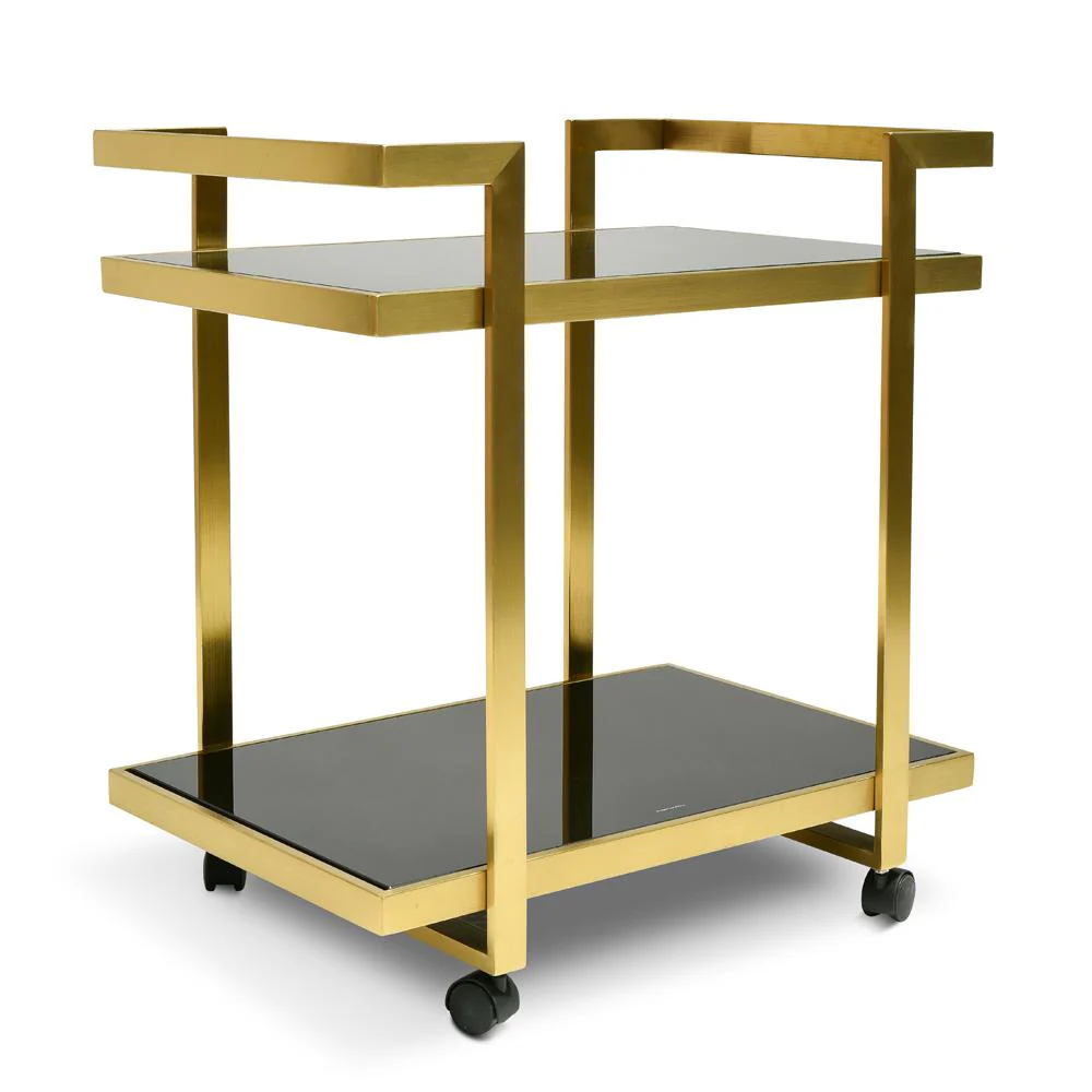 Walter Bar Cart - Tempered Glass - Gold Base - Image 5
