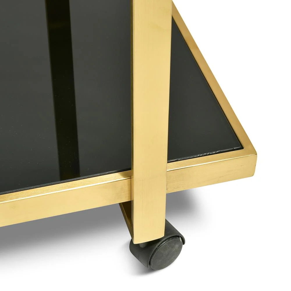 Walter Bar Cart - Tempered Glass - Gold Base - Image 6