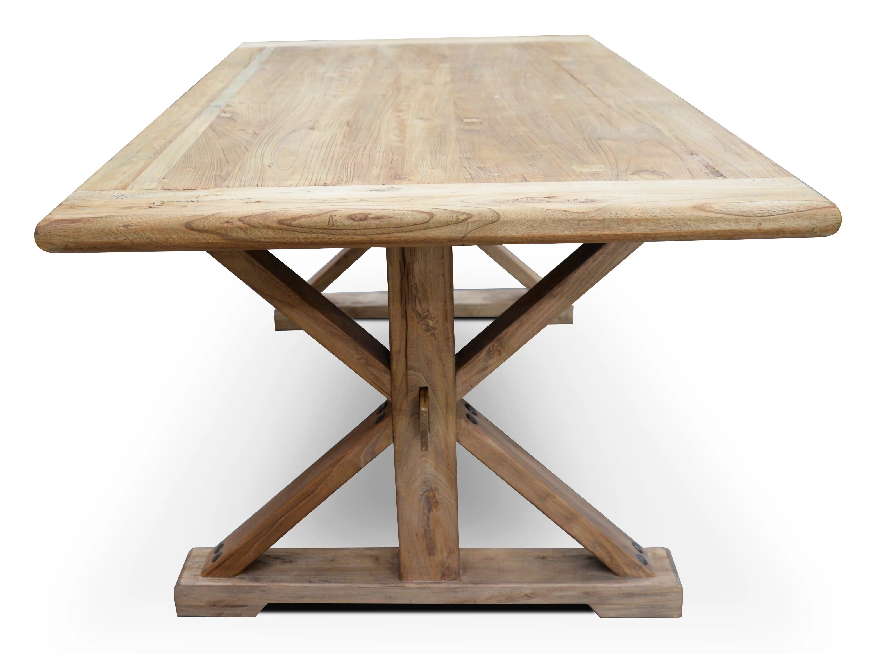 Winston 2m Reclaimed Elm Wood Dining Table - Rustic Natural - Image 5