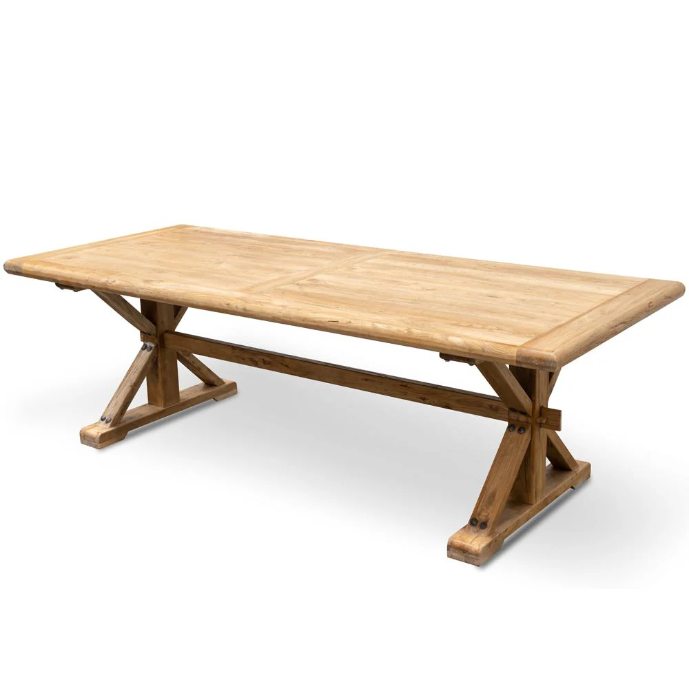 Winston Reclaimed 2.4m Elm Wood Dining Table - Rustic Natural - Image 4