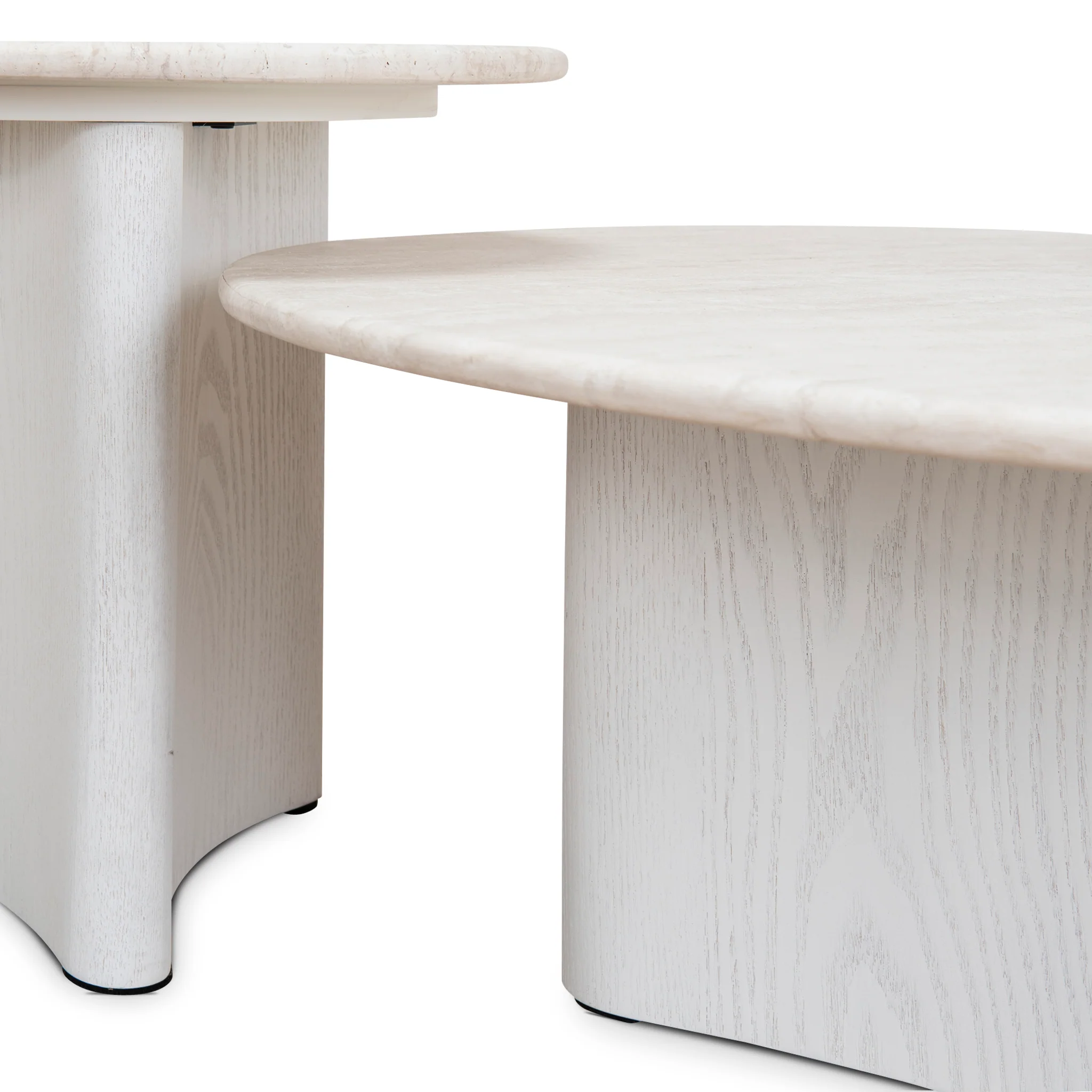 Zafar Nested Travertine Coffee Table - White - Image 25